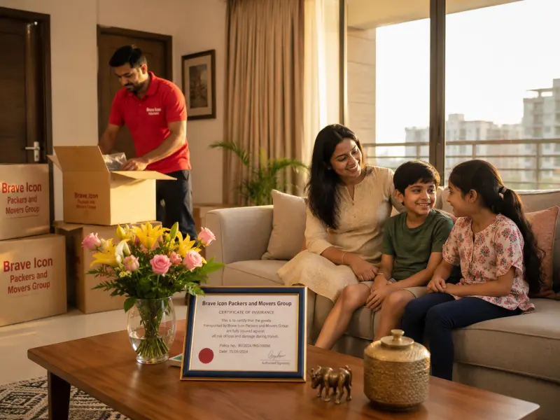 A serene family moment inside a fully unpacked Noida apartment.