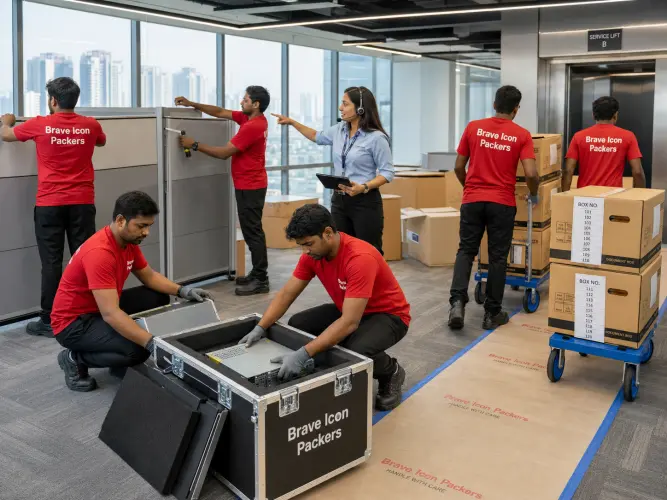 A large-scale corporate office relocation over a weekend in a premium Noida commercial tower.
